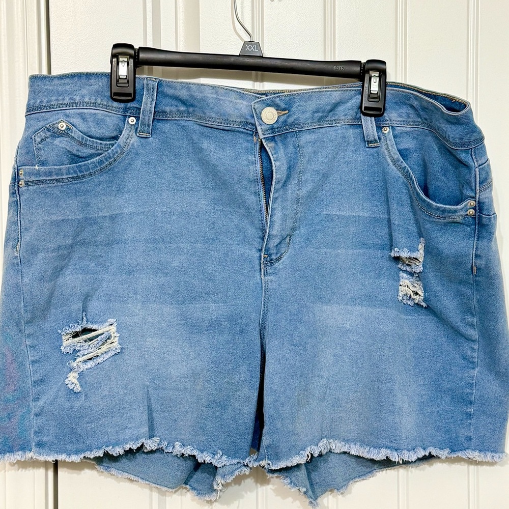 YMI Medium Blue Distressed Jean Shorts